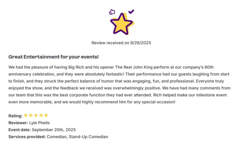 Big Rich Testimonial September 2025